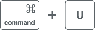 command+Uのショートカット画像